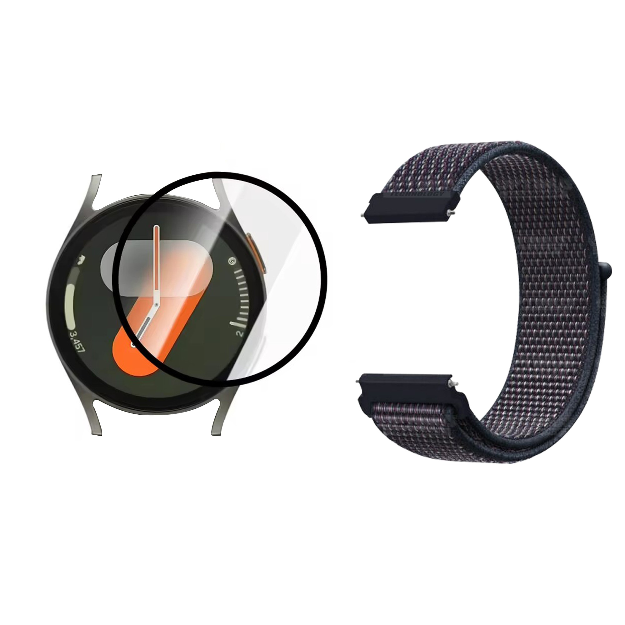 KIT Correa pulso velcro Nailon y Vidrio templado Nanoglass para Reloj Smartwatch Samsung Galaxy Watch7 40mm