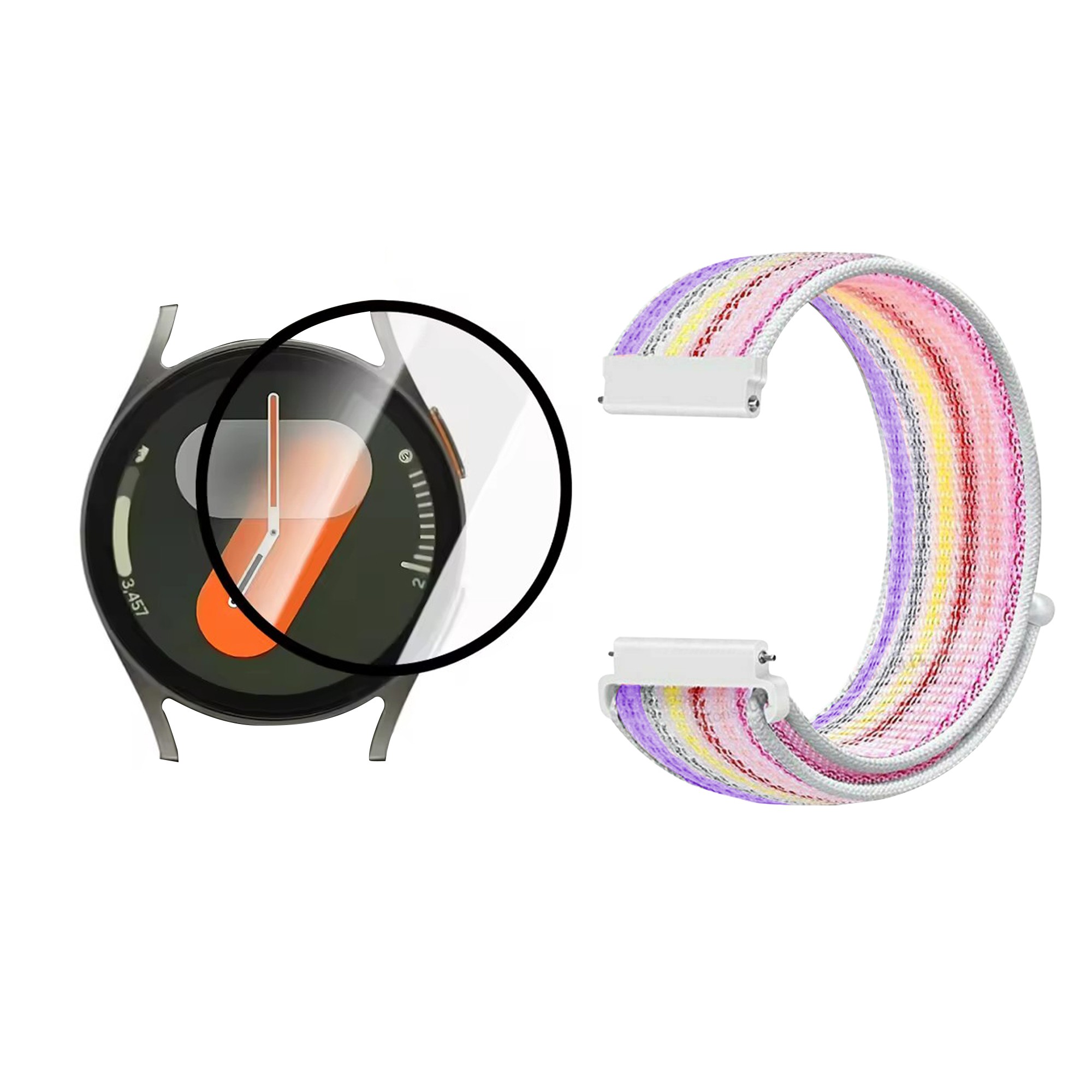 KIT Correa pulso velcro Nailon y Vidrio templado Nanoglass para Reloj Smartwatch Samsung Galaxy Watch7 40mm