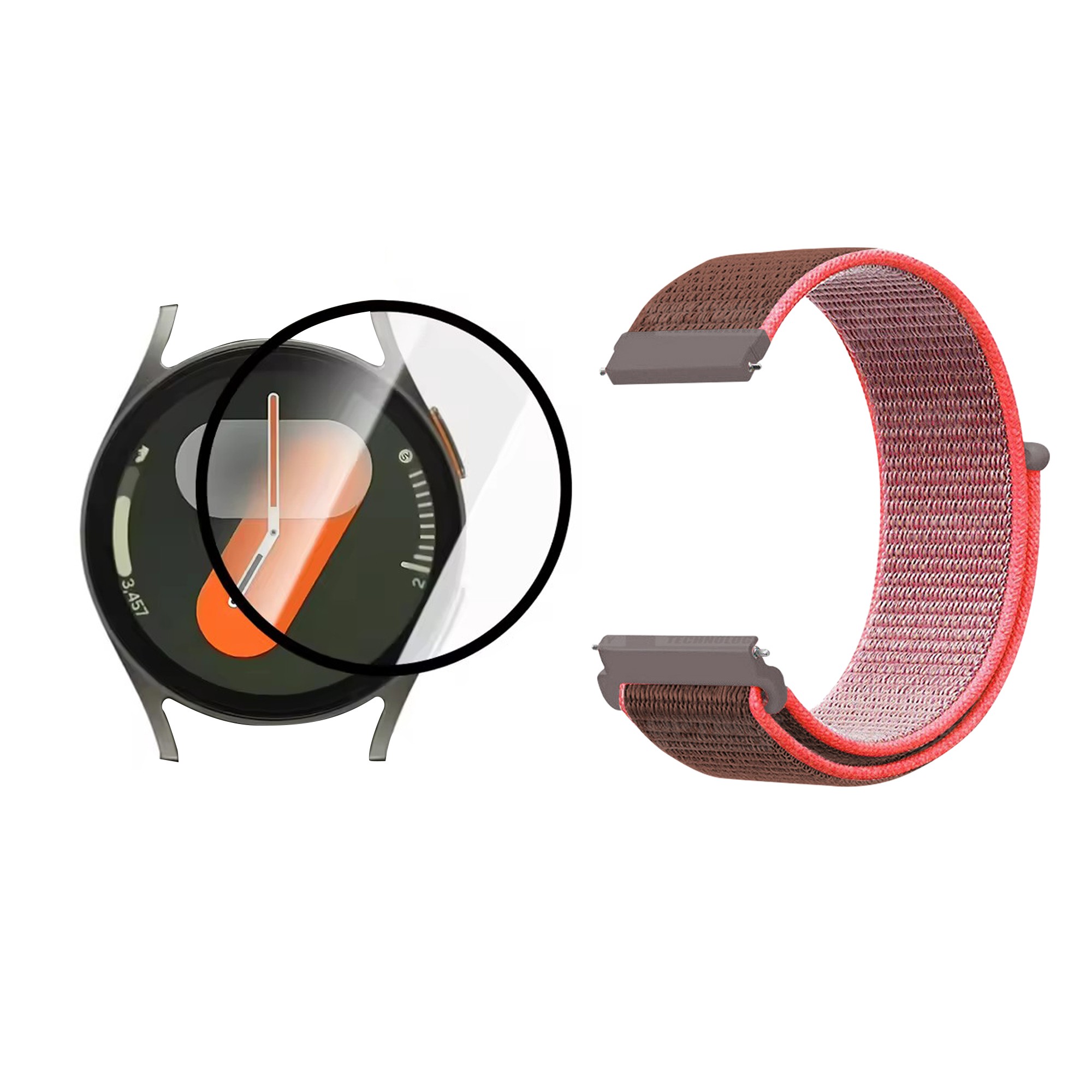 KIT Correa pulso velcro Nailon y Vidrio templado Nanoglass para Reloj Smartwatch Samsung Galaxy Watch7 40mm