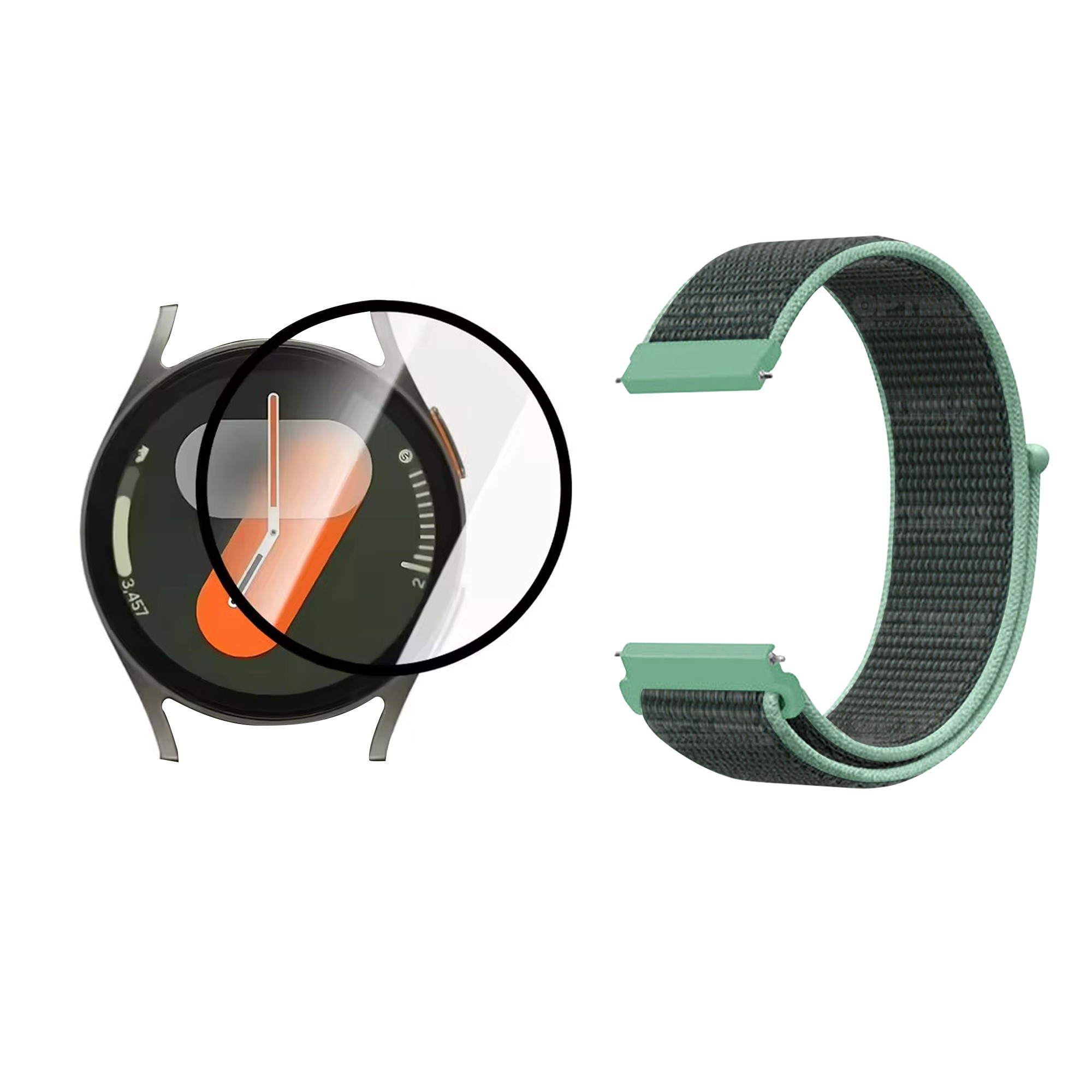 KIT Correa pulso velcro Nailon y Vidrio templado Nanoglass para Reloj Smartwatch Samsung Galaxy Watch7 40mm