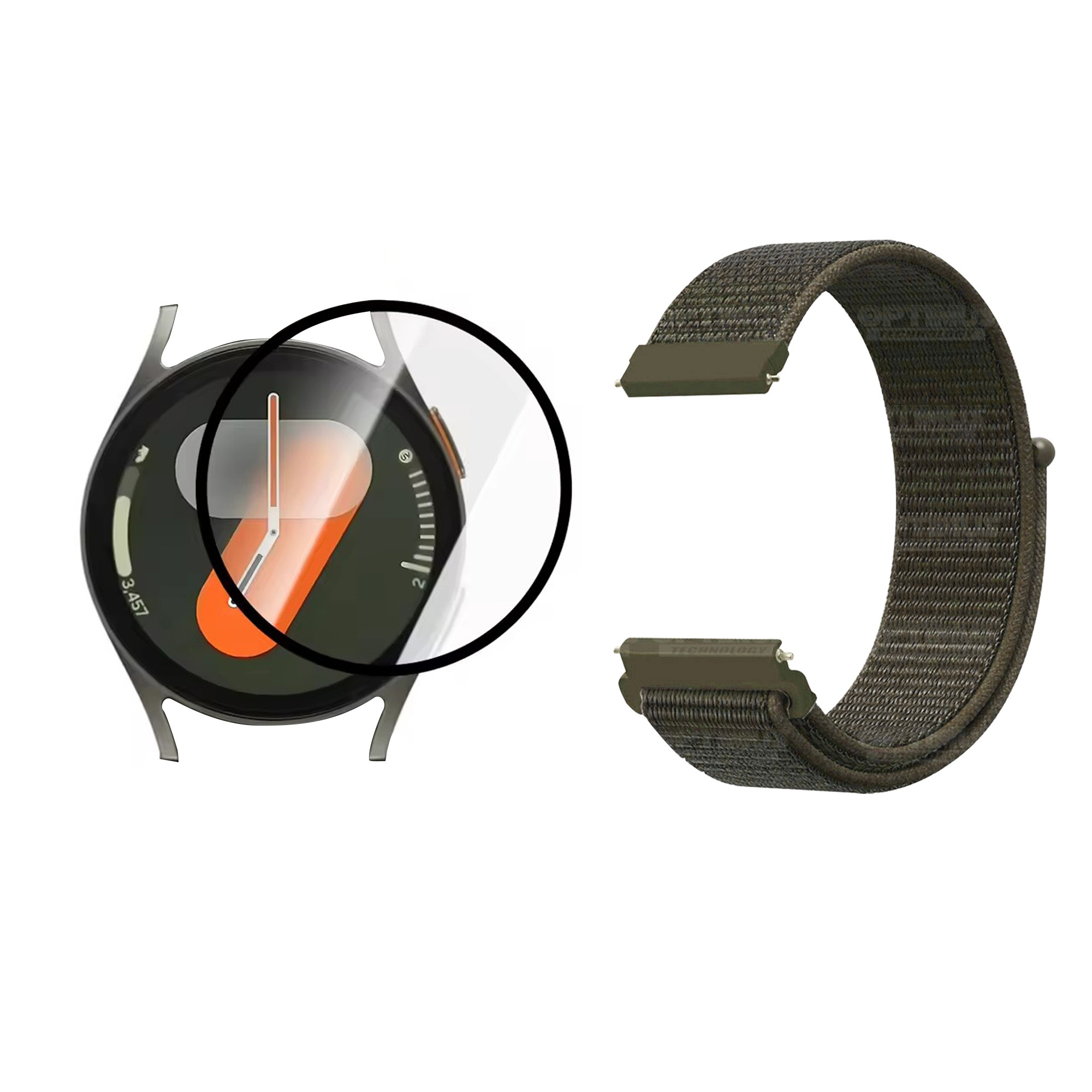 KIT Correa pulso velcro Nailon y Vidrio templado Nanoglass para Reloj Smartwatch Samsung Galaxy Watch7 40mm