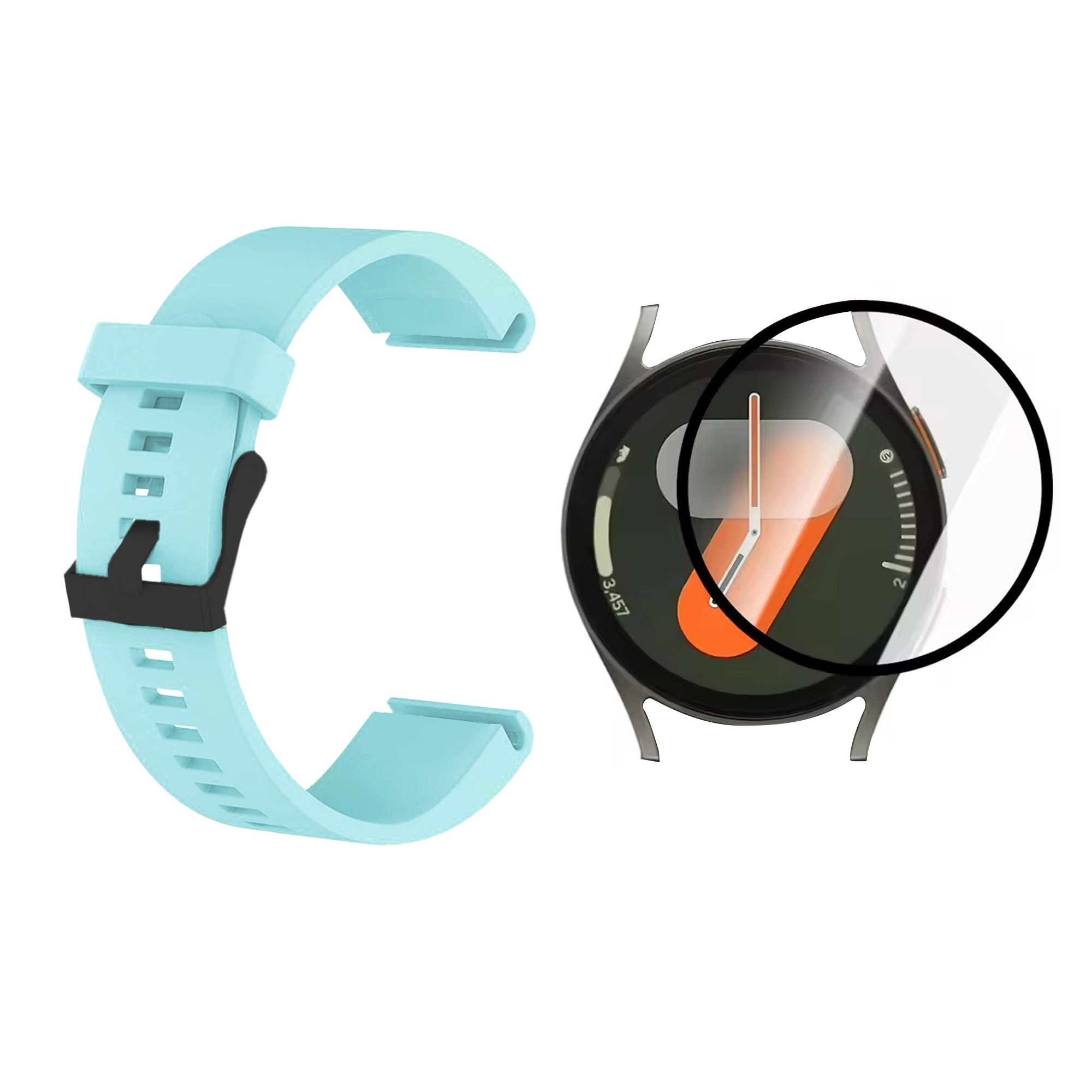 Combo Correa Pulso de Goma con Vidrio Templado Nanoglass para Samsung Galaxy Watch 7 44mm
