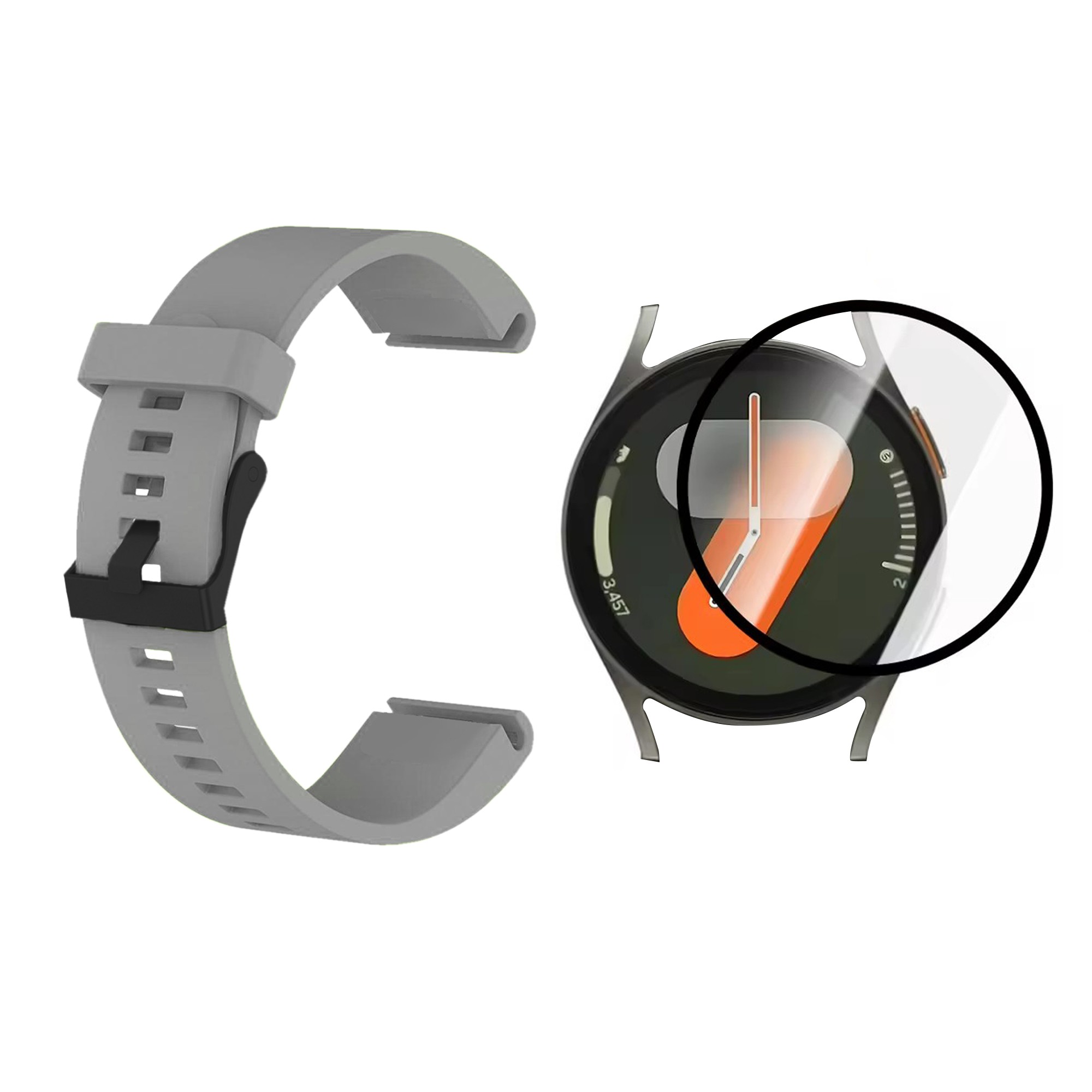 Combo Correa Pulso de Goma con Vidrio Templado Nanoglass para Samsung Galaxy Watch 7 44mm