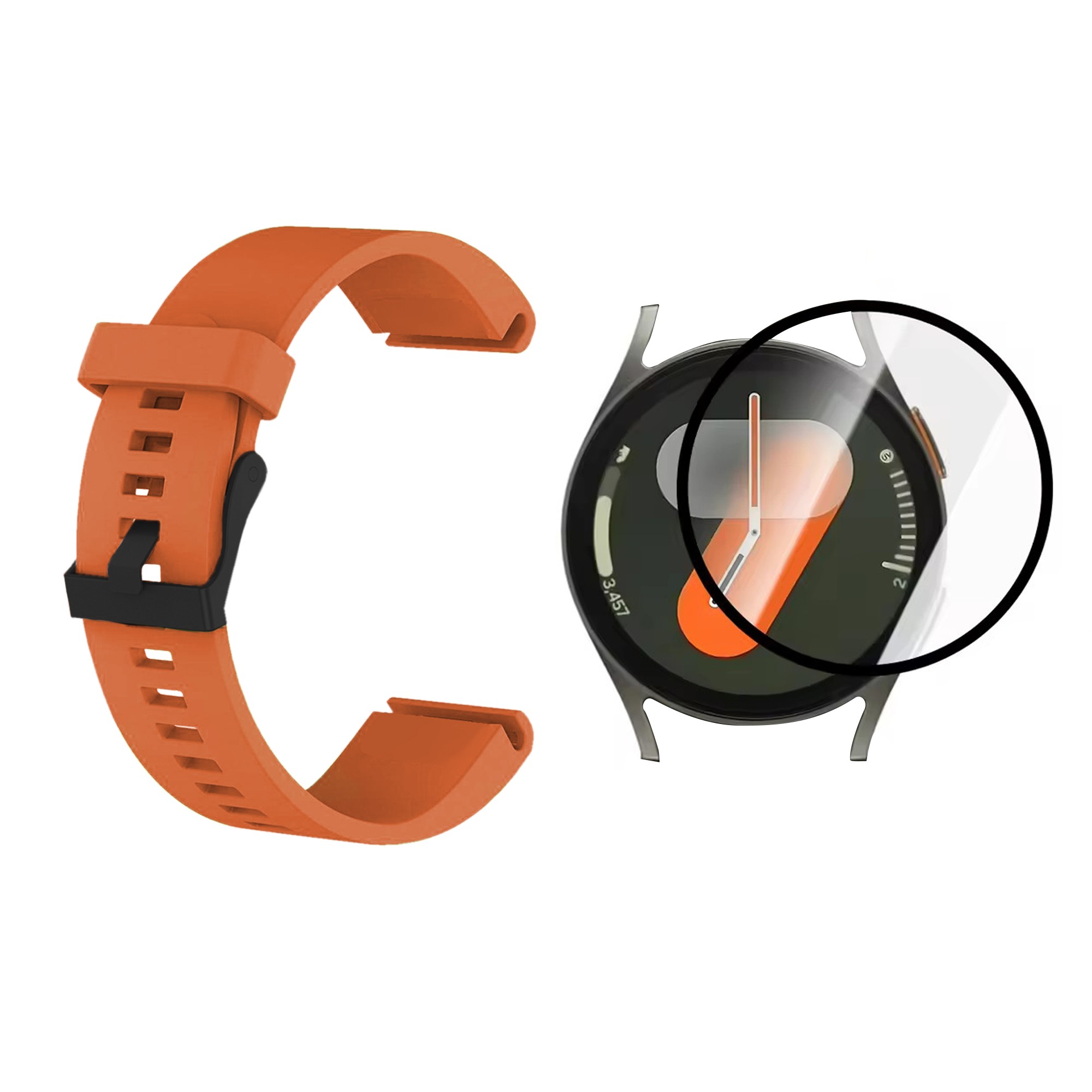Combo Correa Pulso de Goma con Vidrio Templado Nanoglass para Samsung Galaxy Watch 7 44mm