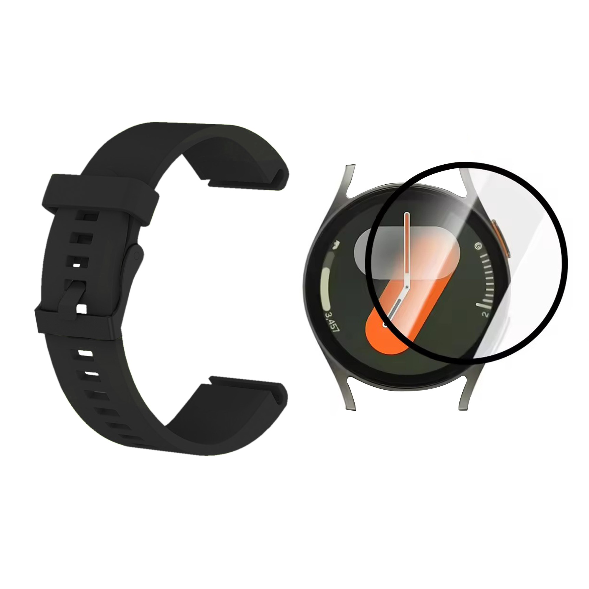 Combo Correa Pulso de Goma con Vidrio Templado Nanoglass para Samsung Galaxy Watch 7 44mm