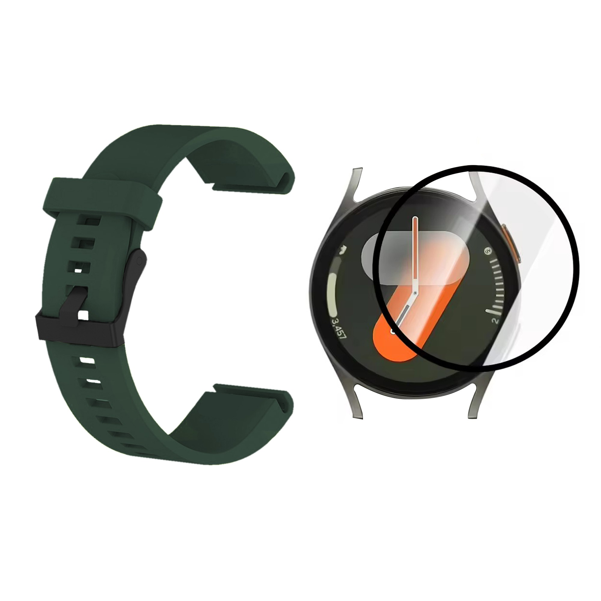 Combo Correa Pulso de Goma con Vidrio Templado Nanoglass para Samsung Galaxy Watch 7 44mm