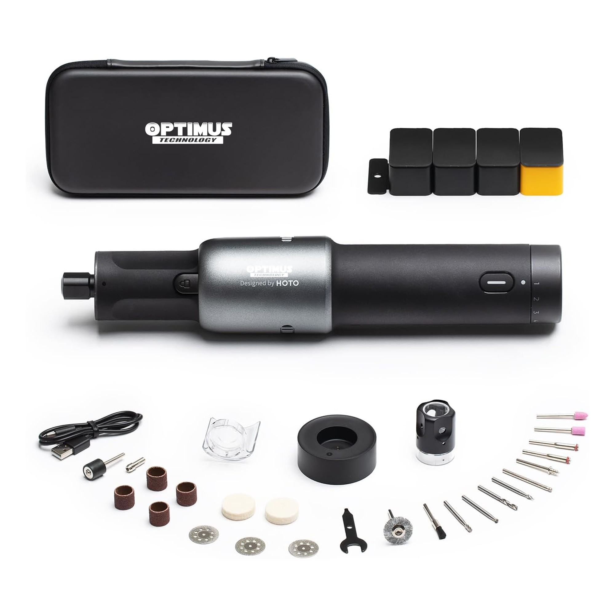 Kit de Herramientas Rotativas HOTO 35 en 1 Inalámbrica 4V | Herramienta eléctrica multiusos para lijar pulir taladrar tallar