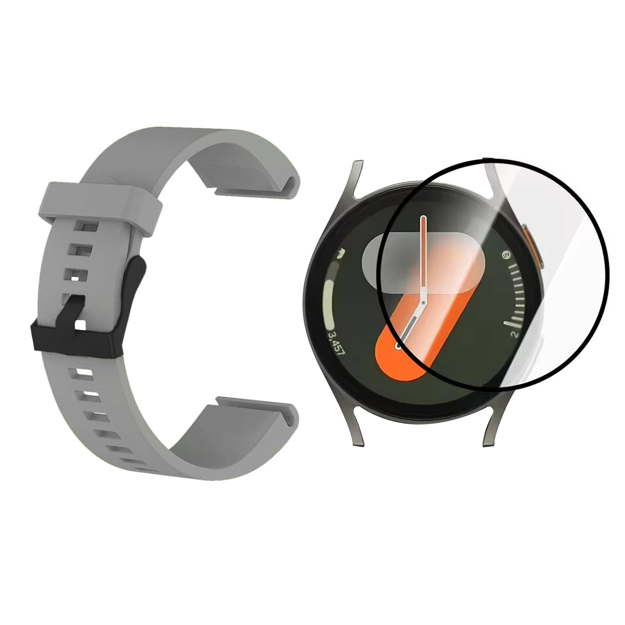 KIT Correa Manilla de goma hebilla negra y Vidrio templado cerámico para Reloj Smartwatch Samsung Galaxy Watch7 40mm