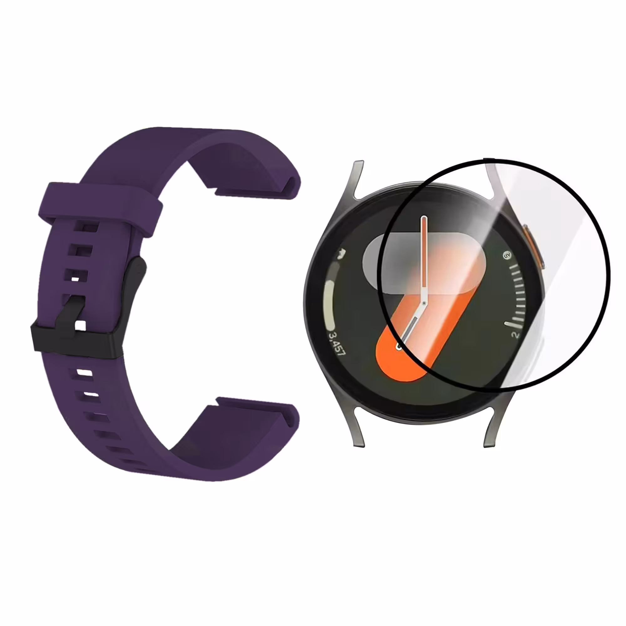 KIT Correa Manilla de goma hebilla negra y Vidrio templado cerámico para Reloj Smartwatch Samsung Galaxy Watch7 40mm