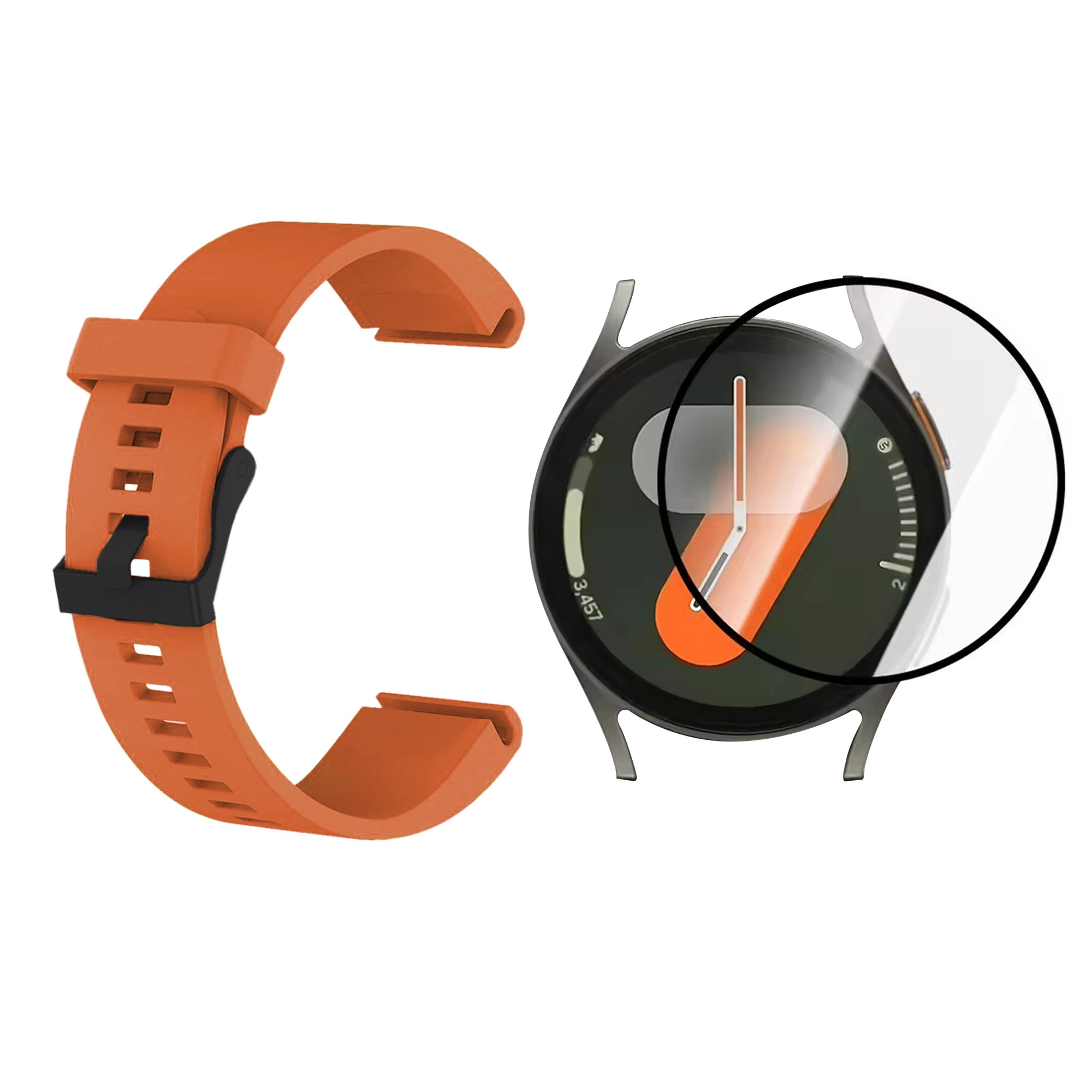 KIT Correa Manilla de goma hebilla negra y Vidrio templado cerámico para Reloj Smartwatch Samsung Galaxy Watch7 40mm