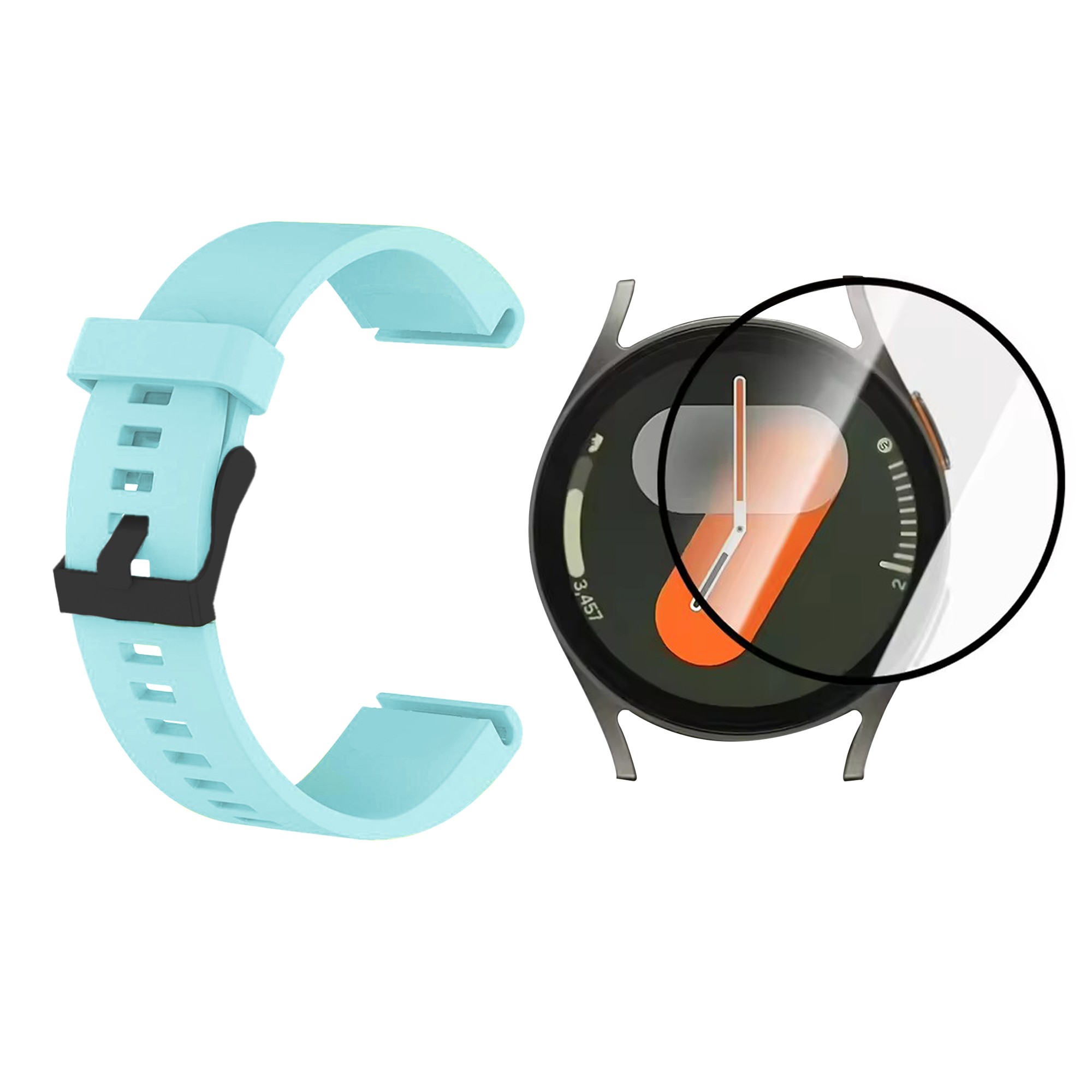 KIT Correa Manilla de goma hebilla negra y Vidrio templado cerámico para Reloj Smartwatch Samsung Galaxy Watch7 40mm