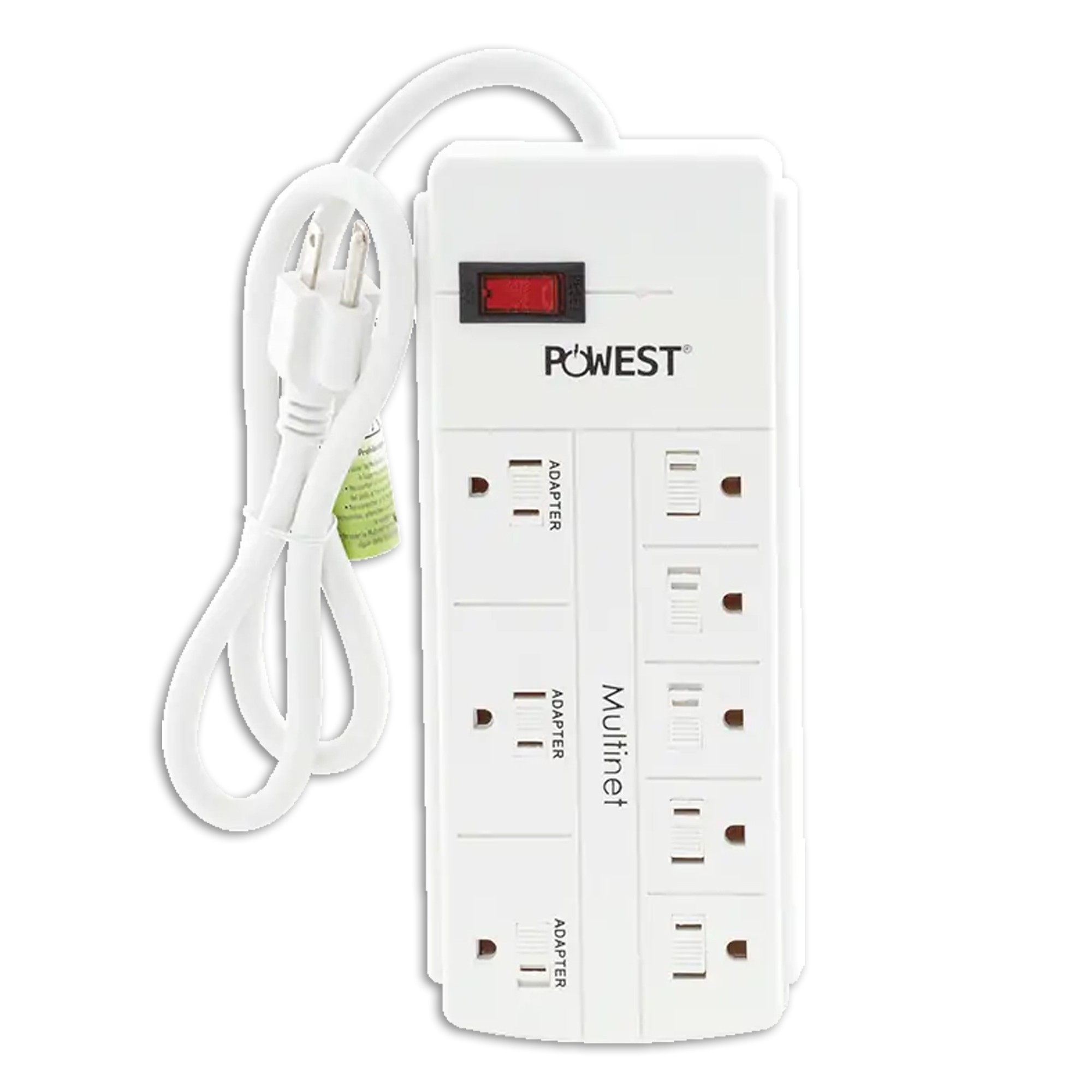 Multitoma Supresor de Picos Multinet 8T 8 Salidas Powest Regleta 1800w Seguridad Eléctrica Protección Sobretensión