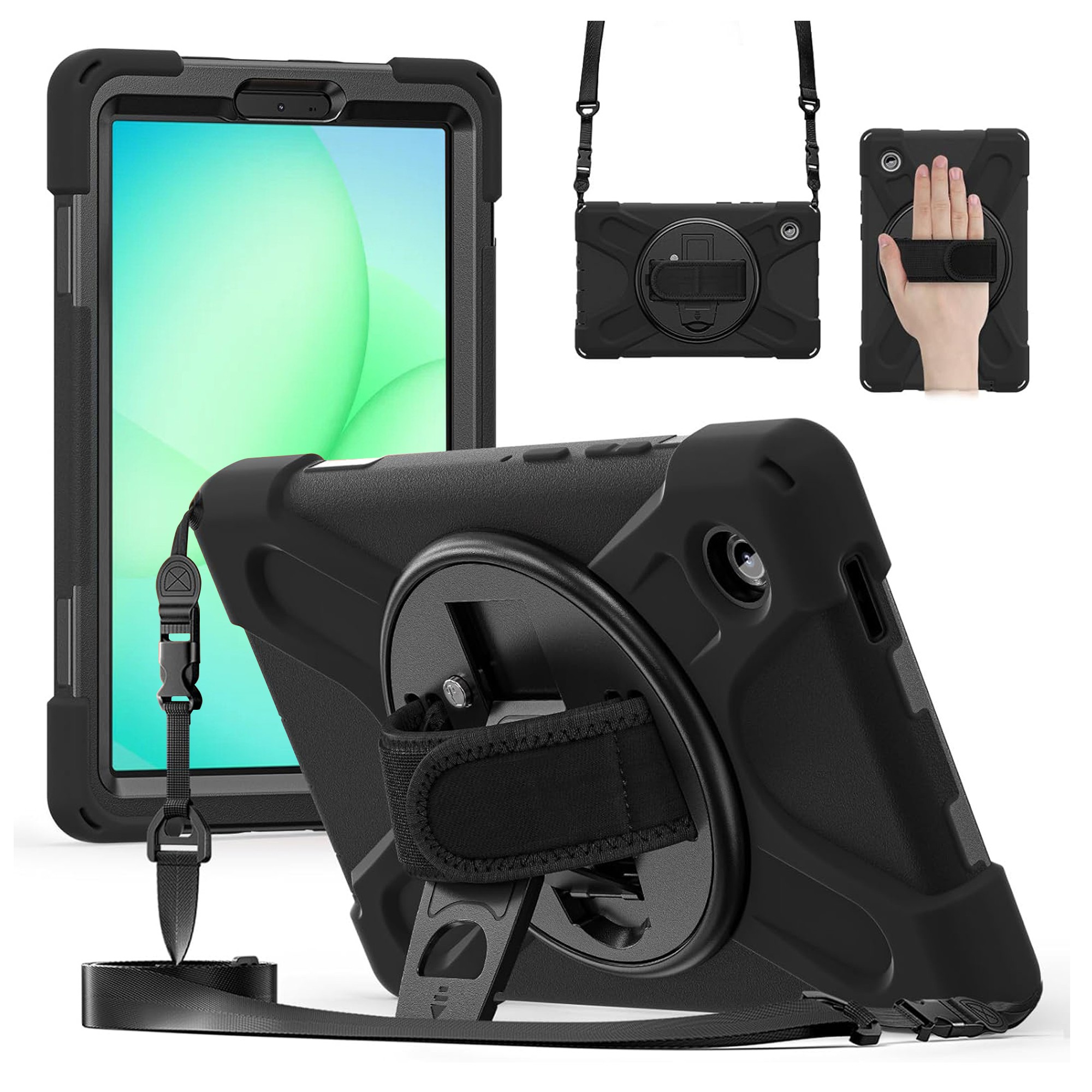 Estuche antishock de correa Ajustable con soporte de 360° Anti golpes para Samsung Galaxy Tab A11 8.7 Pulgadas 2025 SM-X133 X135