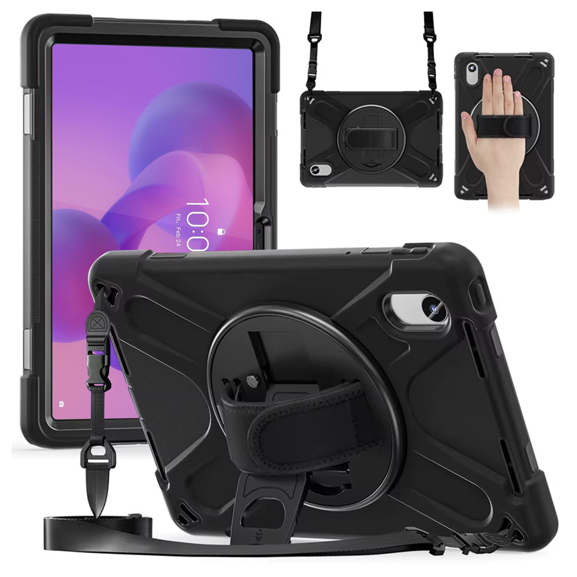 Estuche Antishock con correa y soporte giratorio de 360° Anti golpes para Lenovo Idea Tab 11 Pulgadas 2025 TB336FU TB-336ZU