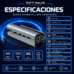 Docking Station HC-86E para Steam Deck | HDMI 4K Ultra HD | 3 Puertos USB 3.0 | Carga Rápida PD 60W | Ethernet Gigabit 1000 Mbps | Aluminio | OPTIMUS™ - Image 5