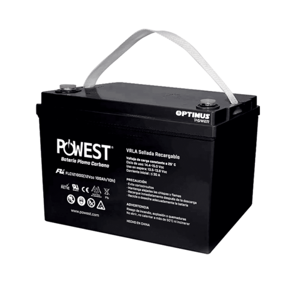 Batería Plomo Carbono POWEST 12V 100Ah AGM VRLA Ciclo Profundo
