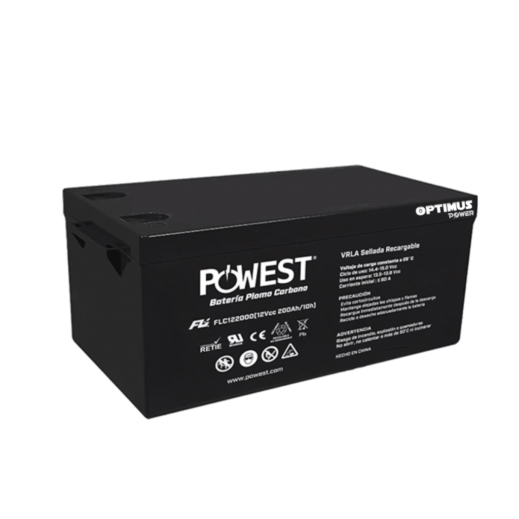 Batería Plomo Carbono POWEST 12V 200Ah AGM VRLA Alta Capacidad